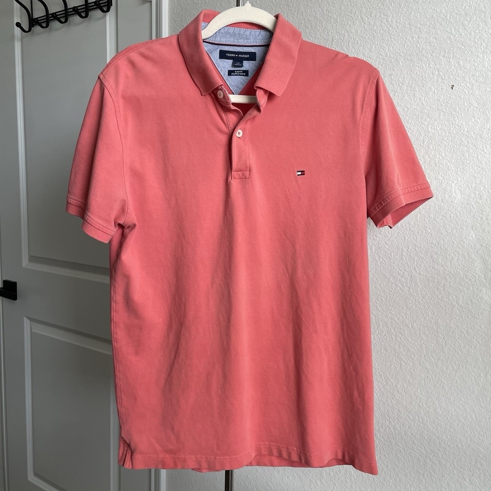 Tommy Hilfiger Men's Polo Slim Golf Shirt Casual Summer Preppy Office Wear L
